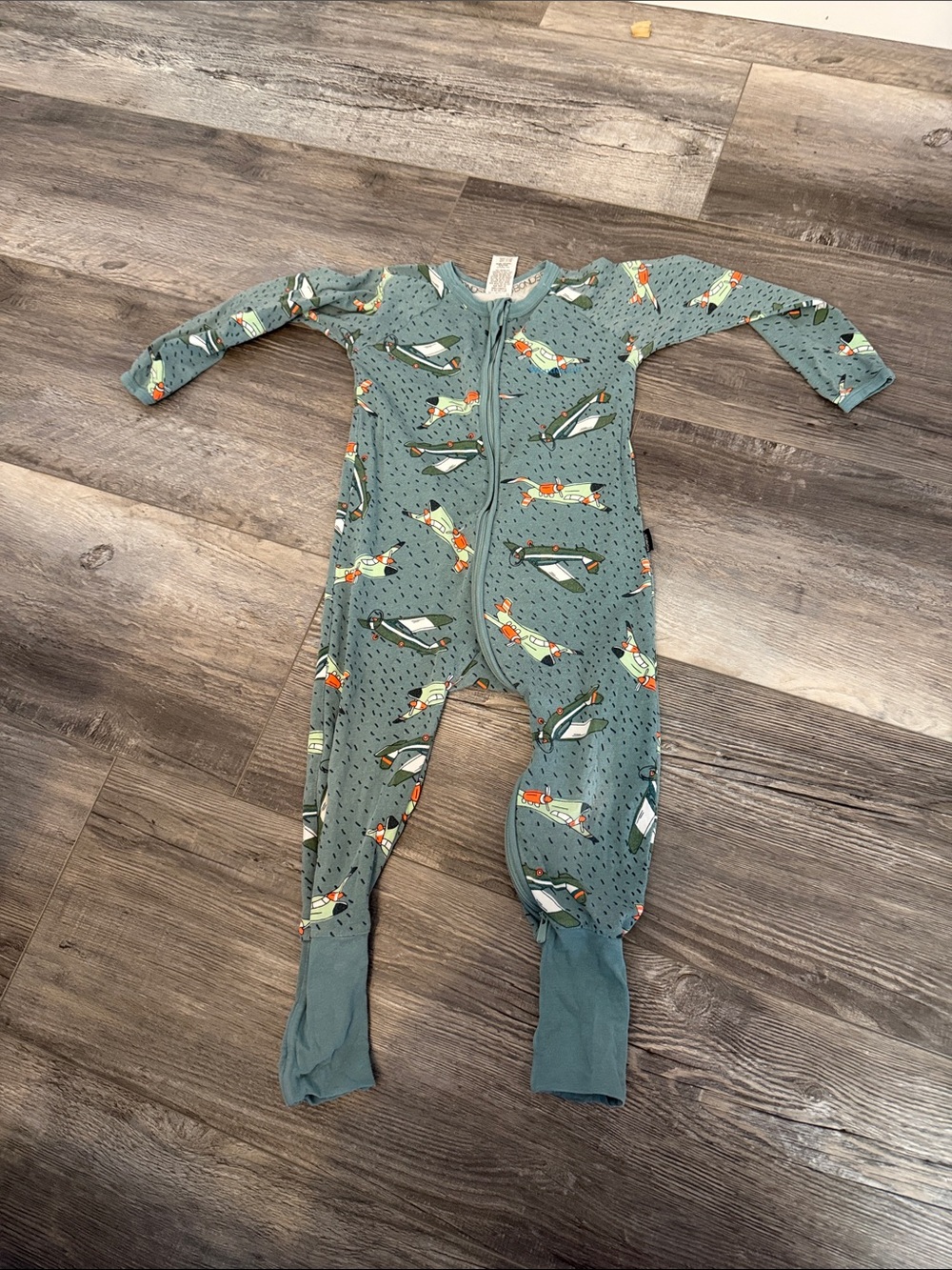 Bonds Teal Kids One-Piece with Airplane Print- As is